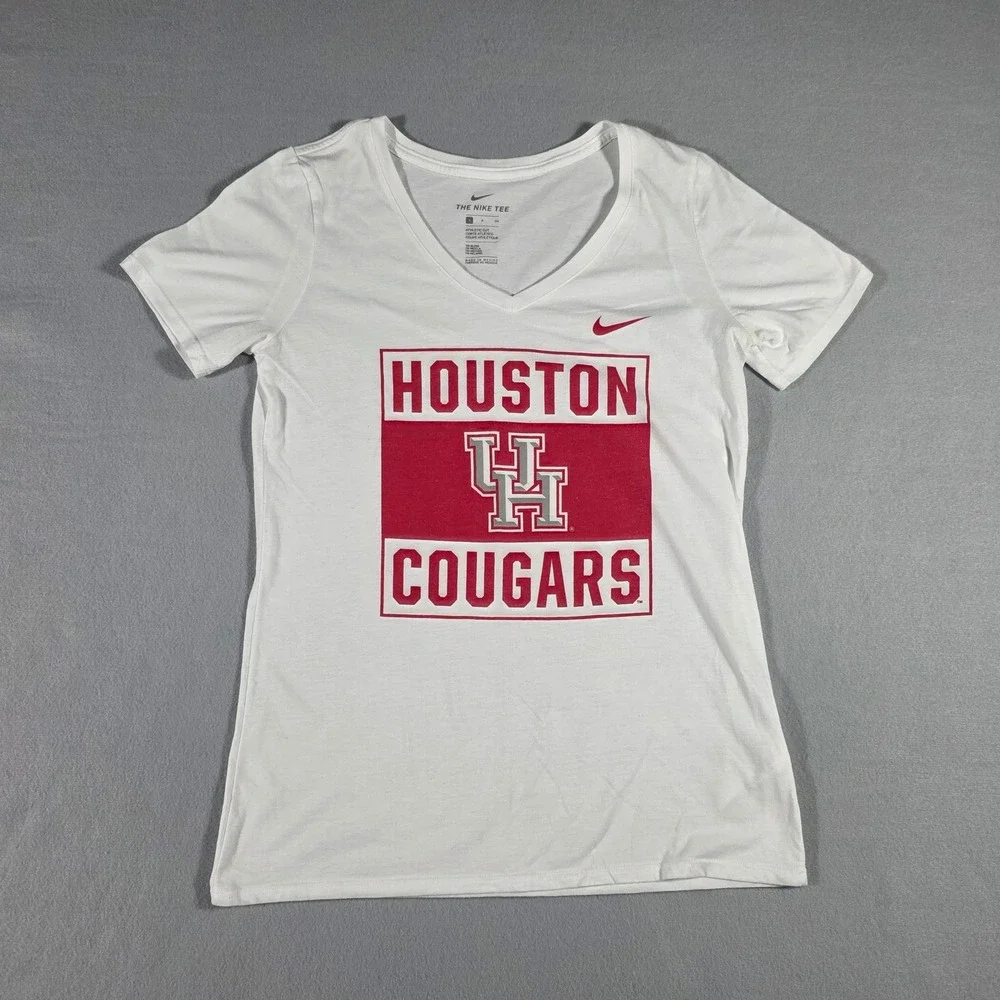 Nike Houston Cougars White V-Neck Tee - UofH - Women's Small